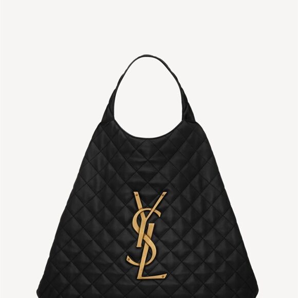 YSL, Saint Laurent iCare Tote Bag and Pouch, Black Quilted Leather - Picture 5 of 14